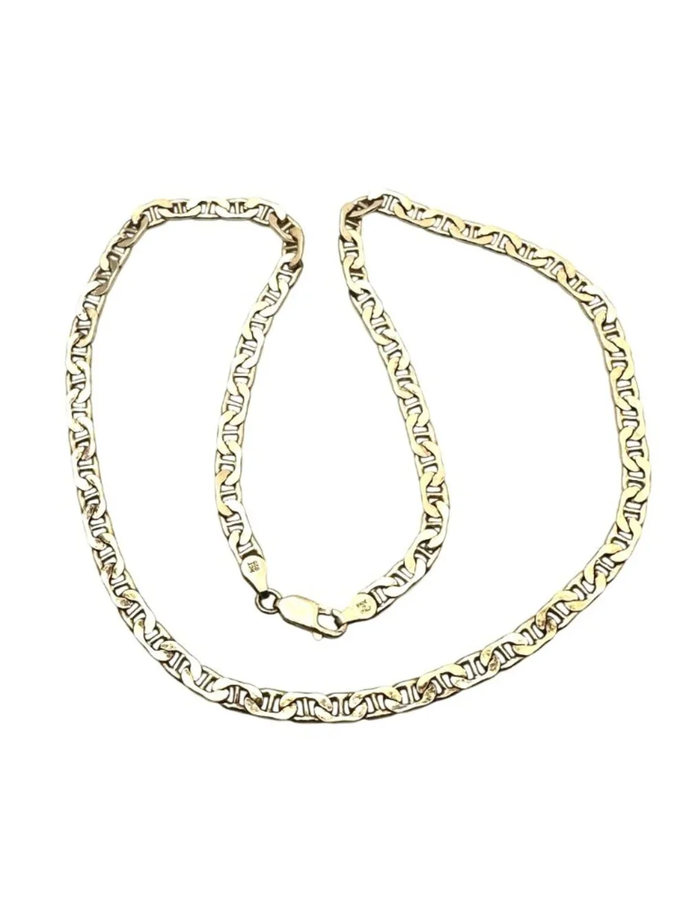 Italy Gold Plated Sterling Silver Necklace Mariner Link Chain 5mm Width